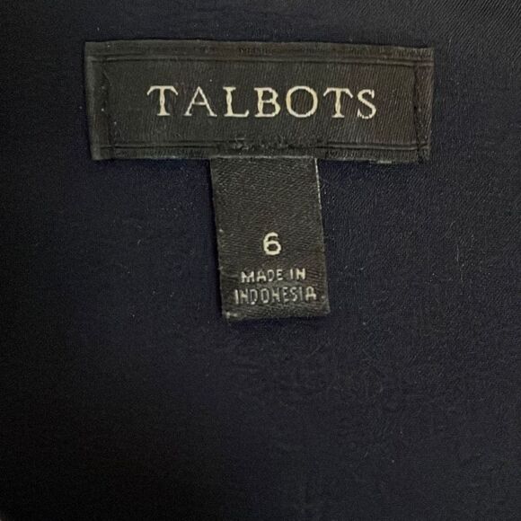 Talbots Houndstooth Sheath Dress Navy Blue and White Dress with pockets Size 6 - Picture 6 of 10